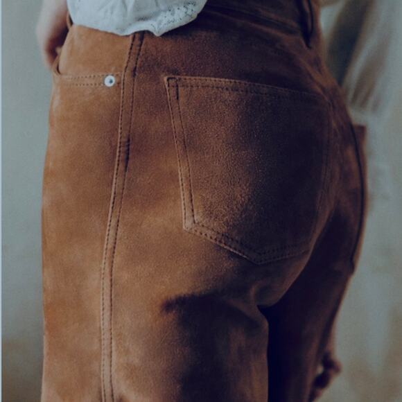 Vintage America Faux Suede Womens Stone Jeans Size 14/32 Stretch Mid Rise Pants - Picture 1 of 10